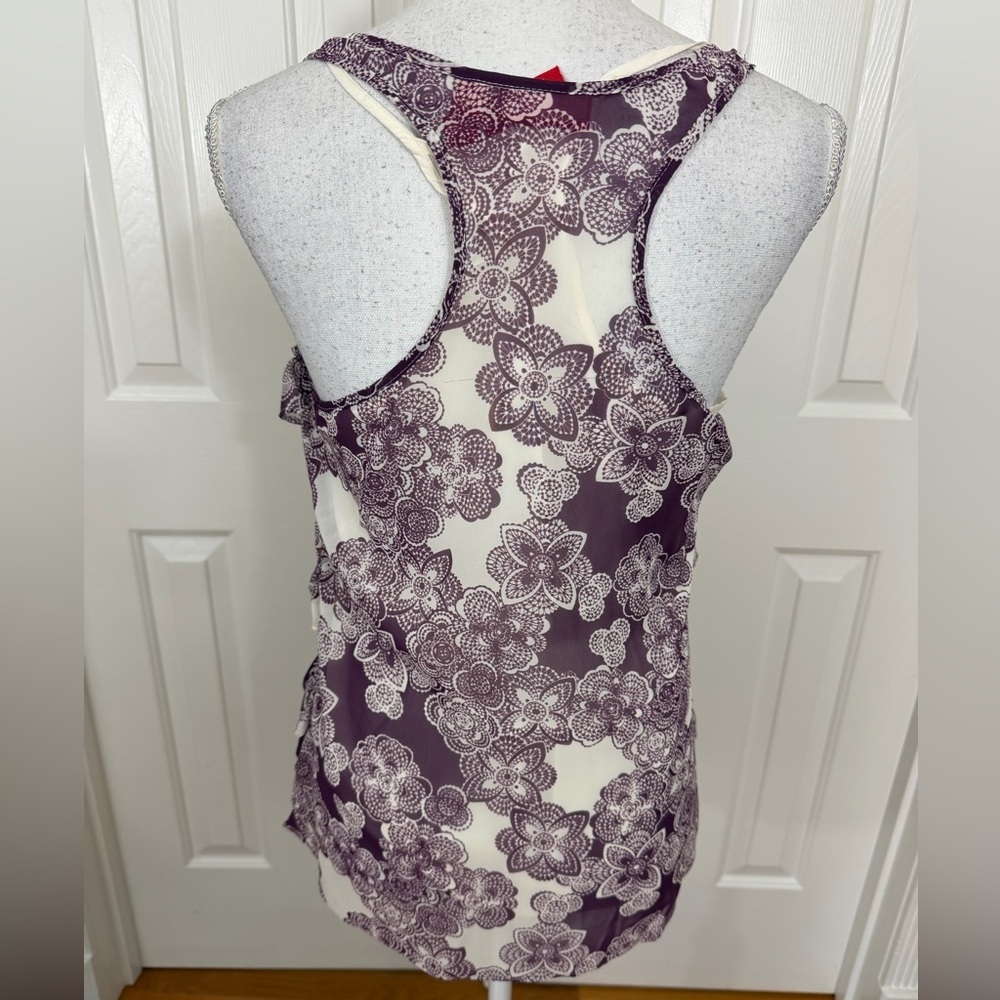 ELLE Women’s Purple/white Ruffled Top Size Small - Picture 4 of 7